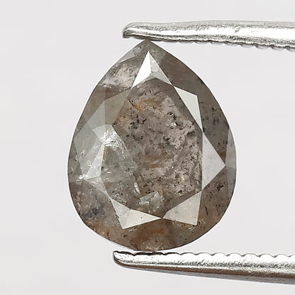 Natural 2.04 Carat Pear Cut Gray Black Diamond | Conflict Free Salt and Pepper Diamond for Wedding & Engagement Ring