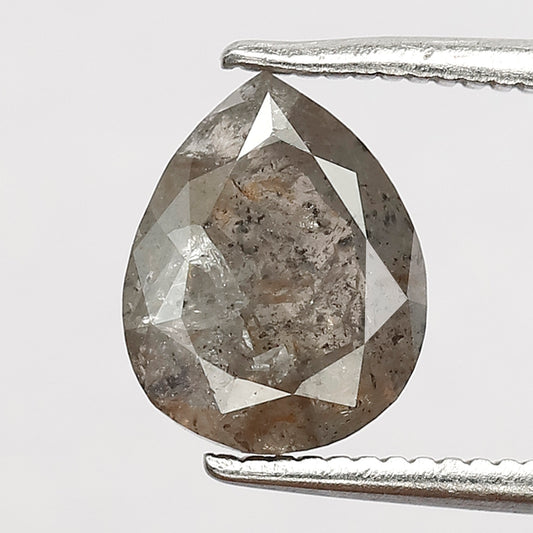 Natural 2.04 Carat Pear Cut Gray Black Diamond | Conflict Free Salt and Pepper Diamond for Wedding & Engagement Ring