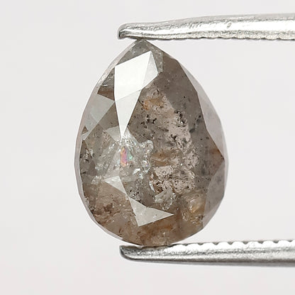 Natural 2.04 Carat Pear Cut Gray Black Diamond | Conflict Free Salt and Pepper Diamond for Wedding & Engagement Ring