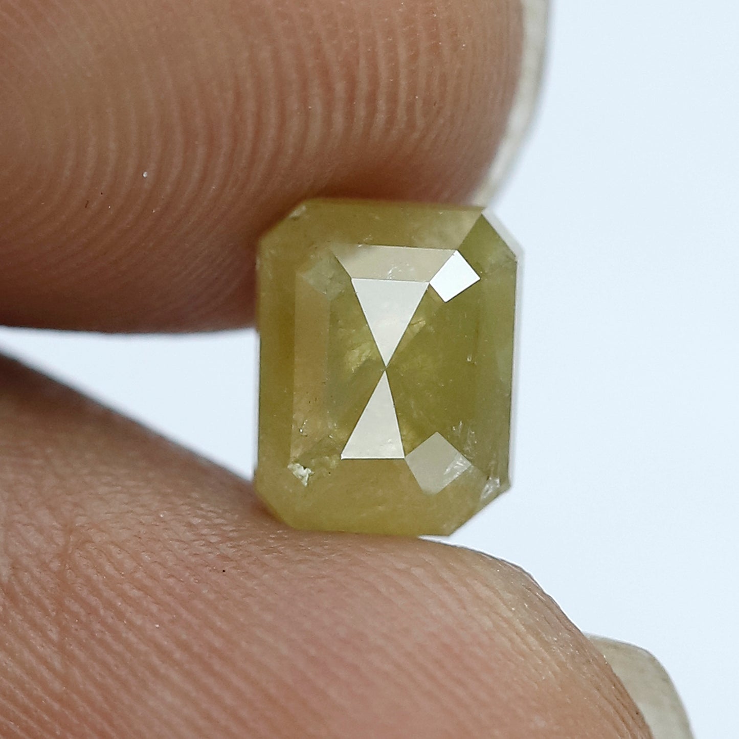 Emerald Cut 1.53 Ct Natural Yellowish Rustic Diamond | 7.50 mm Ethical Loose Diamond