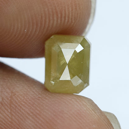 Emerald Cut 1.53 Ct Natural Yellowish Rustic Diamond | 7.50 mm Ethical Loose Diamond