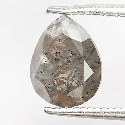 Natural 2.04 Carat Pear Cut Gray Black Diamond | Conflict Free Salt and Pepper Diamond for Wedding & Engagement Ring