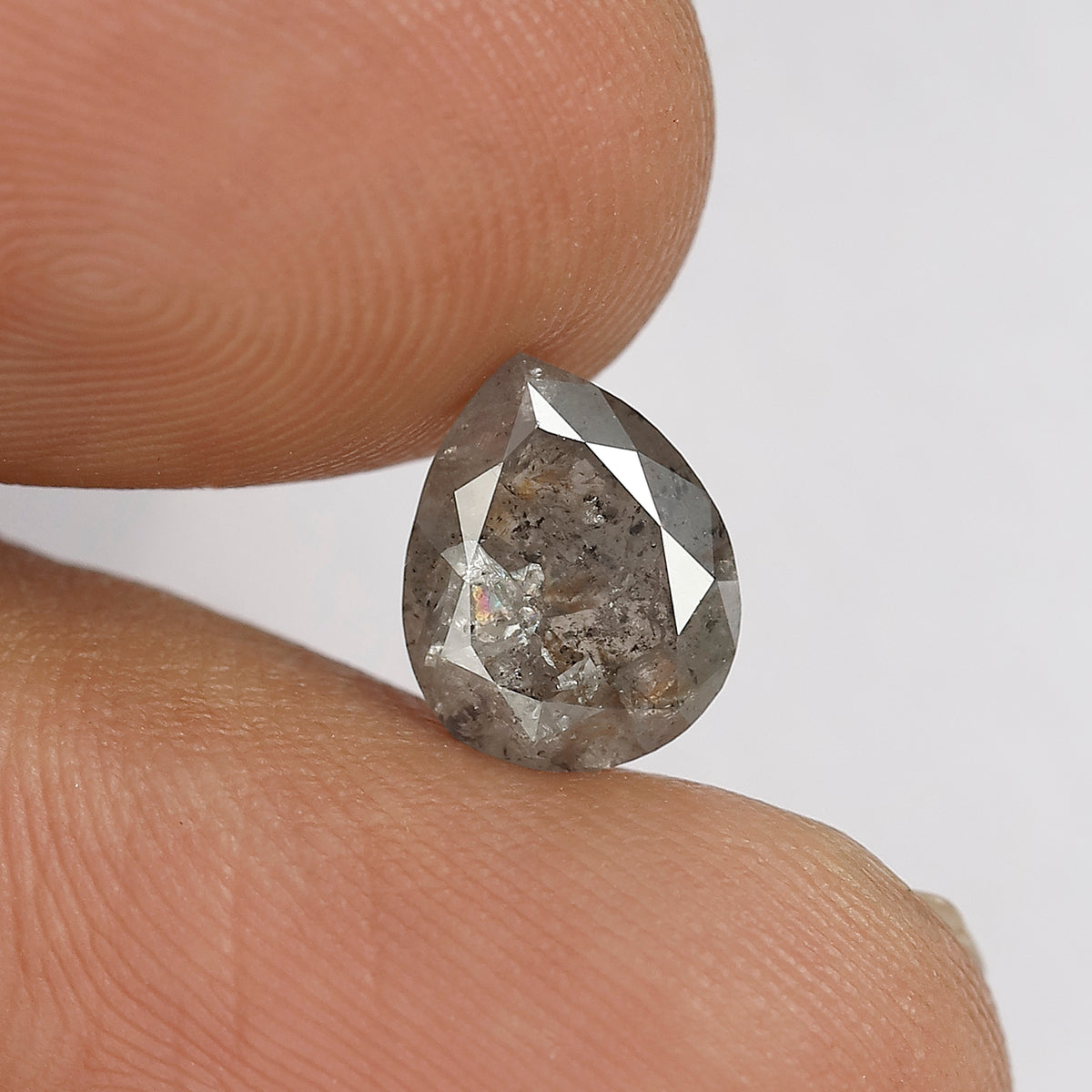 Natural 2.04 Carat Pear Cut Gray Black Diamond | Conflict Free Salt and Pepper Diamond for Wedding & Engagement Ring