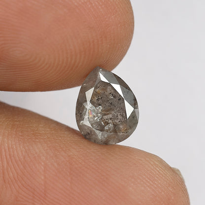 Natural 2.04 Carat Pear Cut Gray Black Diamond | Conflict Free Salt and Pepper Diamond for Wedding & Engagement Ring
