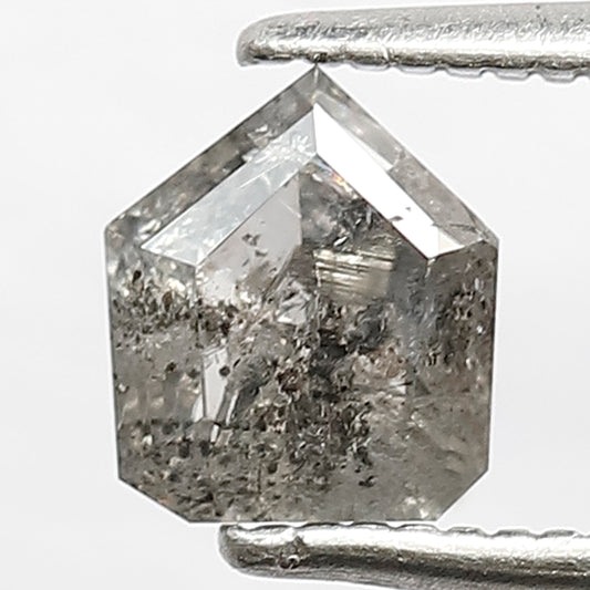 0.80 CT Unique Geometric Shape Diamond Loose Natural Grey Black Color 6 MM Salt and Pepper Loose Diamond Wedding Ring