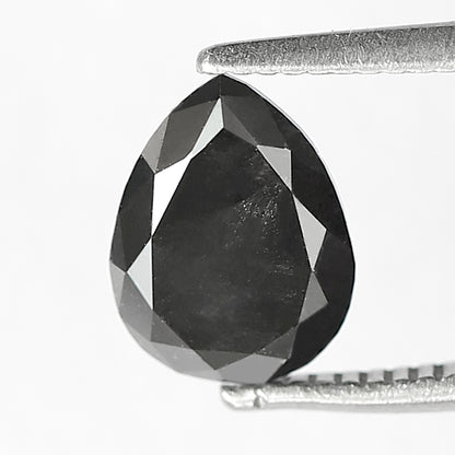 1.61 CT Pear Shape Salt and Pepper Diamond | Natural Gray Black Conflict Free Diamond | 8.00 x 6.00 mm Engagement Ring Stone
