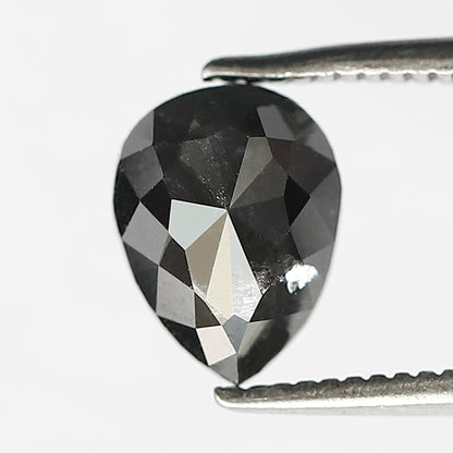 1.61 CT Pear Shape Salt and Pepper Diamond | Natural Gray Black Conflict Free Diamond | 8.00 x 6.00 mm Engagement Ring Stone