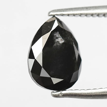 1.61 CT Pear Shape Salt and Pepper Diamond | Natural Gray Black Conflict Free Diamond | 8.00 x 6.00 mm Engagement Ring Stone
