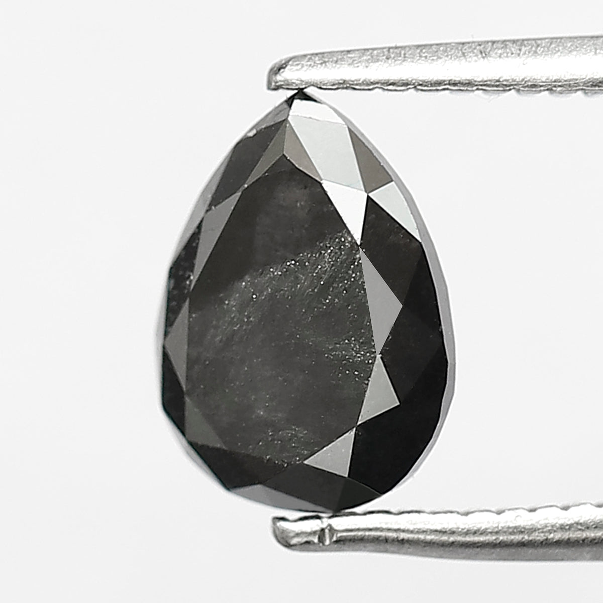1.61 CT Pear Shape Salt and Pepper Diamond | Natural Gray Black Conflict Free Diamond | 8.00 x 6.00 mm Engagement Ring Stone