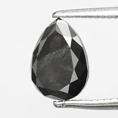 1.61 CT Pear Shape Salt and Pepper Diamond | Natural Gray Black Conflict Free Diamond | 8.00 x 6.00 mm Engagement Ring Stone