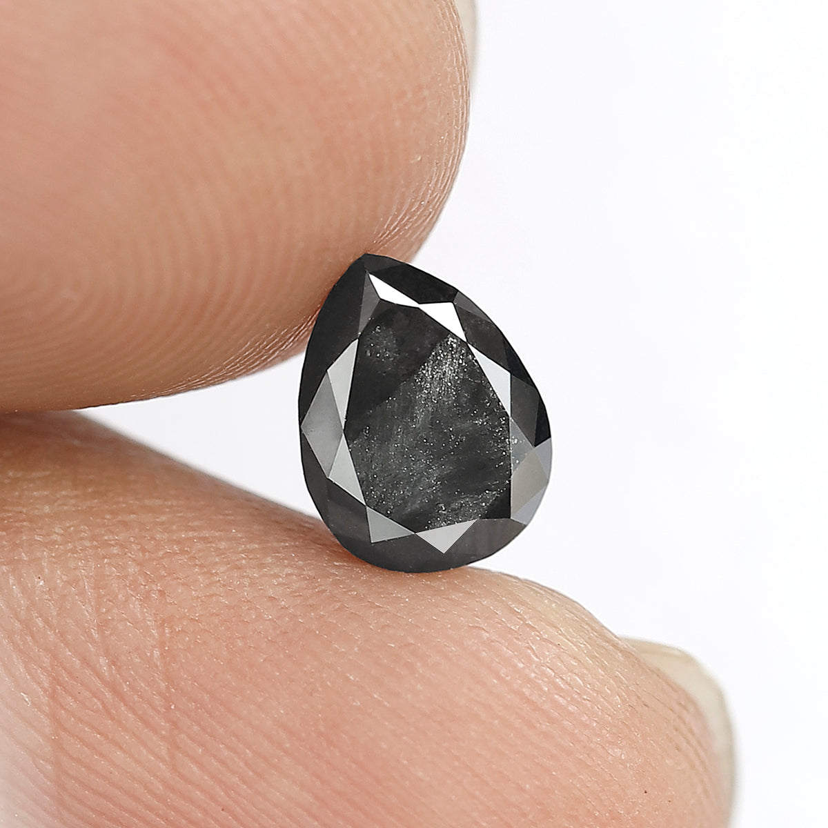 1.61 CT Pear Shape Salt and Pepper Diamond | Natural Gray Black Conflict Free Diamond | 8.00 x 6.00 mm Engagement Ring Stone