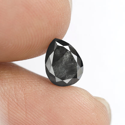 1.61 CT Pear Shape Salt and Pepper Diamond | Natural Gray Black Conflict Free Diamond | 8.00 x 6.00 mm Engagement Ring Stone