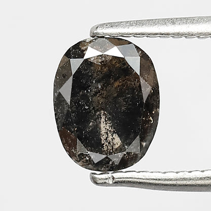 1.01 CT Oval Shape Salt and Pepper Diamond, Natural Gray Black Loose Earth Mined Diamond For Wedding Band