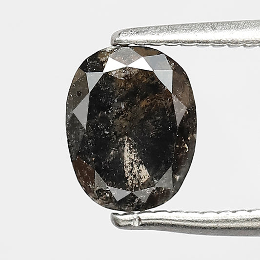 1.01 CT Oval Shape Salt and Pepper Diamond, Natural Gray Black Loose Earth Mined Diamond For Wedding Band