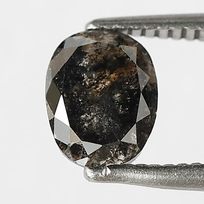 1.01 CT Oval Shape Salt and Pepper Diamond, Natural Gray Black Loose Earth Mined Diamond For Wedding Band