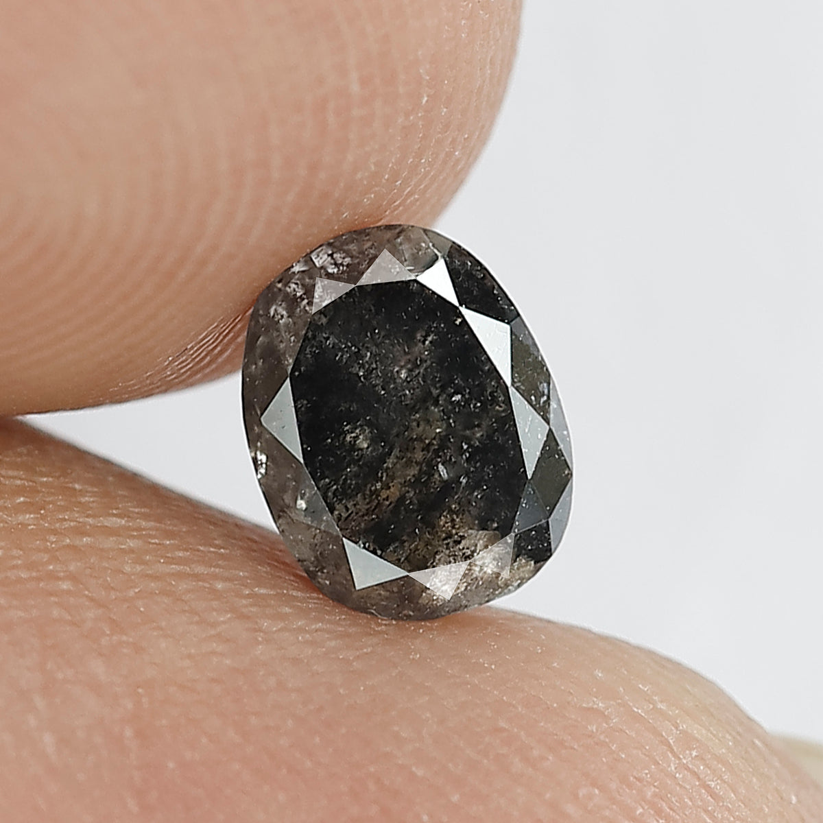1.01 CT Oval Shape Salt and Pepper Diamond, Natural Gray Black Loose Earth Mined Diamond For Wedding Band
