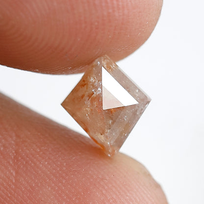 1.37 Ct Natural Peach Reddish Kite Shape Diamond, 8.70 x 7.20 mm Loose Rustic Diamond for Pendant, Engagement or Wedding Jewelry