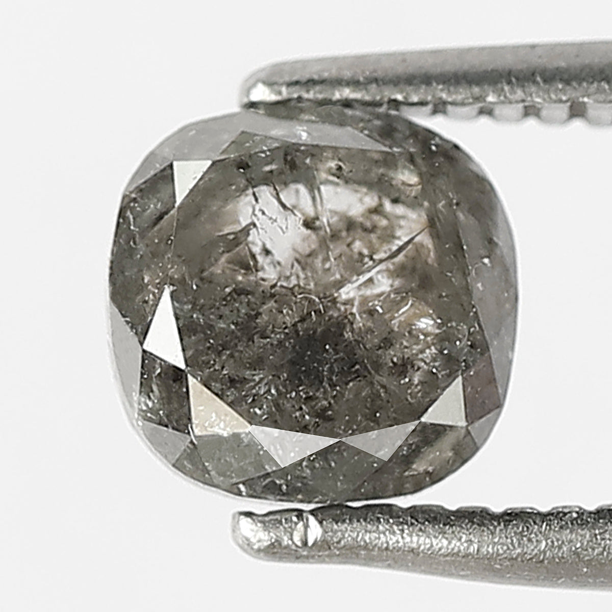 1.08 CT, 5.50 x 5.50 mm Cushion cut Salt and Pepper Diamond, Natural Gray Black Translucent Loose Diamond For Anniversary Ring