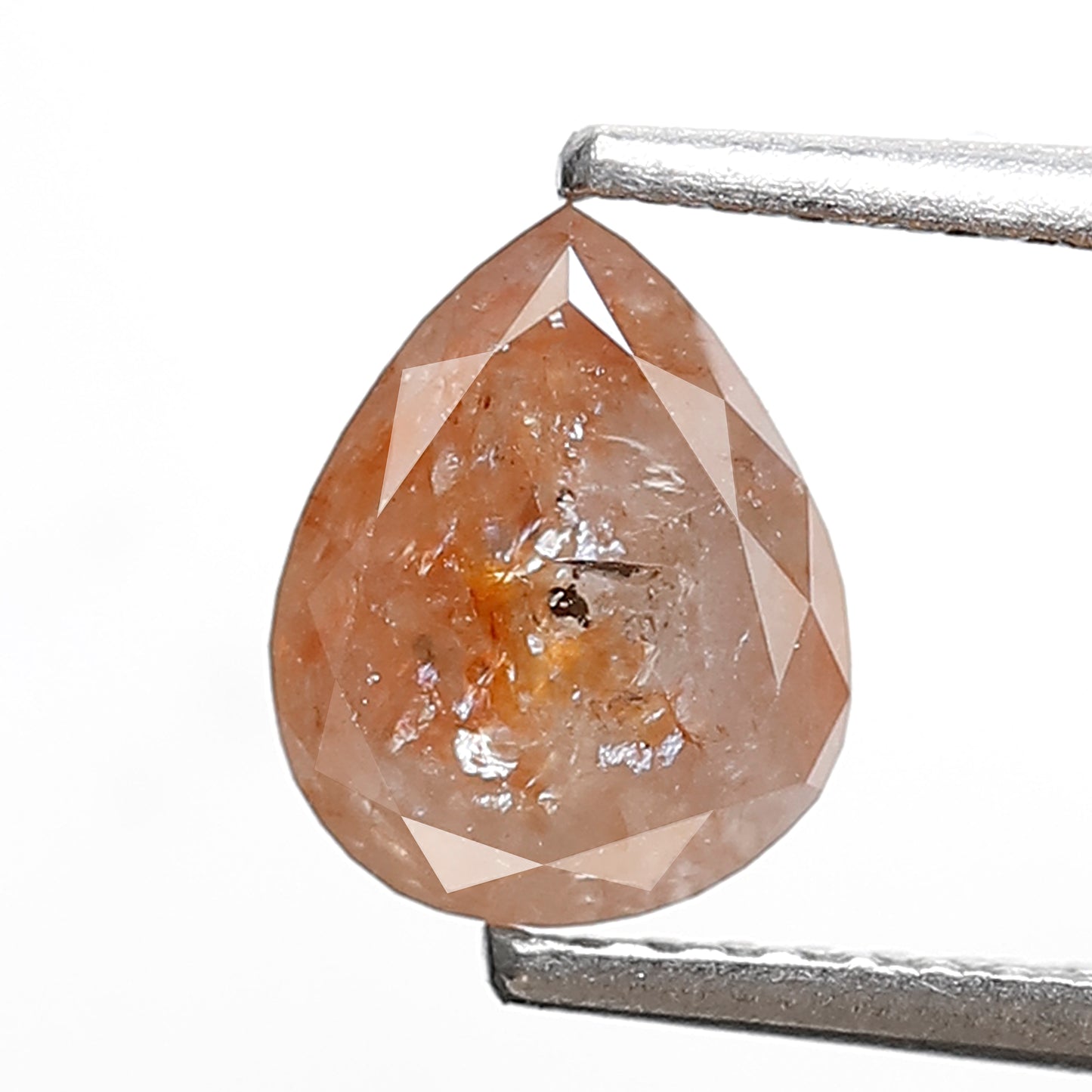1.41 CT Peach Red Pear Shape Loose Diamond, 7.50 x 6.00 mm Rustic Ethical Diamond For Making Bridal Ring