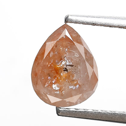 1.41 CT Peach Red Pear Shape Loose Diamond, 7.50 x 6.00 mm Rustic Ethical Diamond For Making Bridal Ring