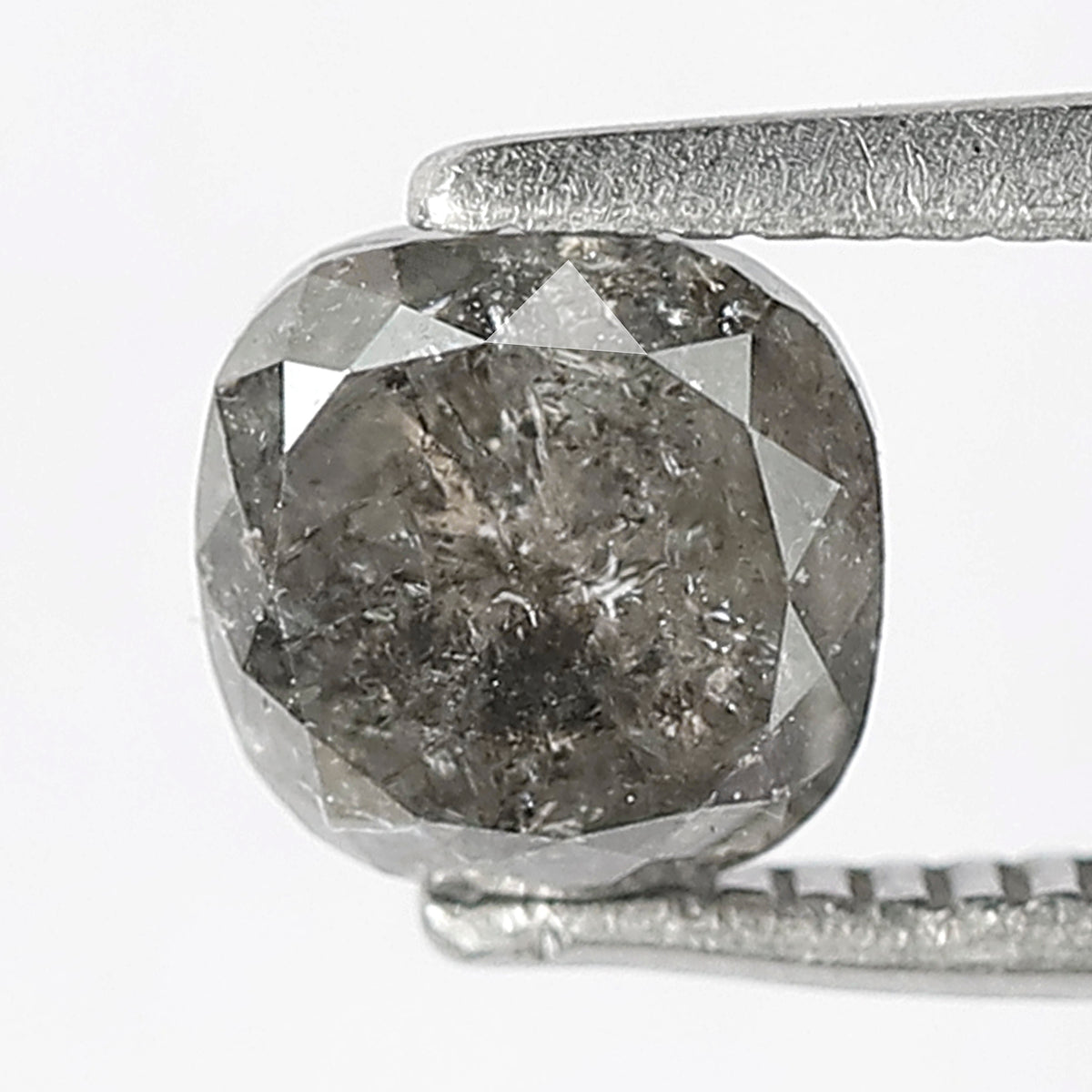 1.08 CT, 5.50 x 5.50 mm Cushion cut Salt and Pepper Diamond, Natural Gray Black Translucent Loose Diamond For Anniversary Ring