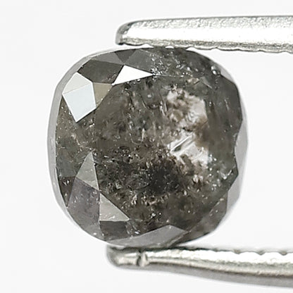 1.08 CT, 5.50 x 5.50 mm Cushion cut Salt and Pepper Diamond, Natural Gray Black Translucent Loose Diamond For Anniversary Ring