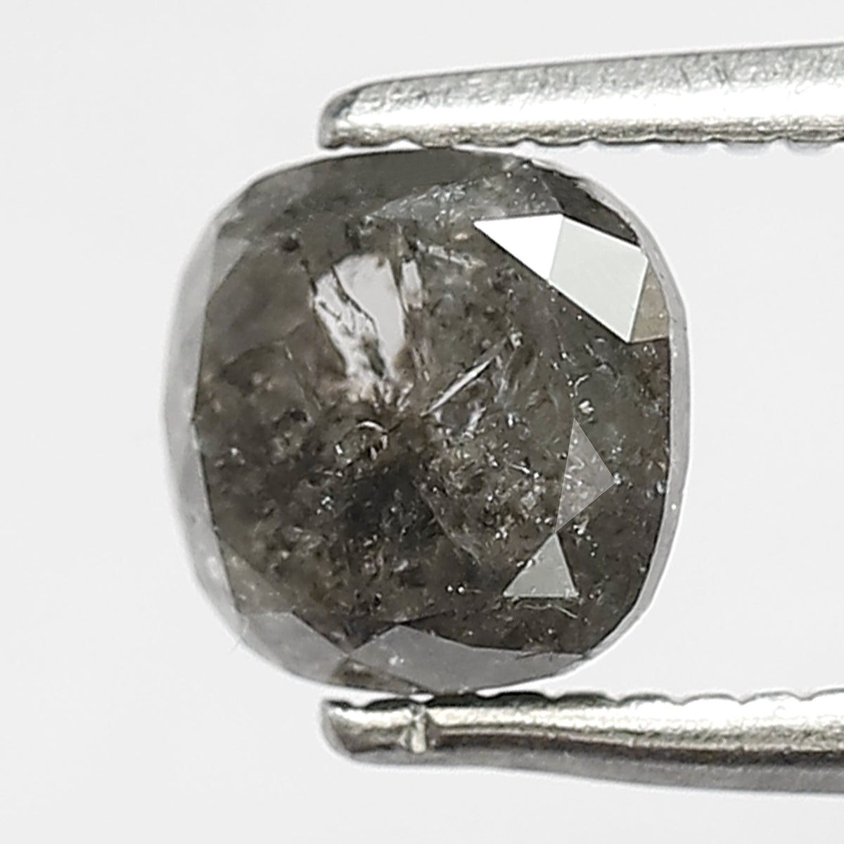 1.08 CT, 5.50 x 5.50 mm Cushion cut Salt and Pepper Diamond, Natural Gray Black Translucent Loose Diamond For Anniversary Ring