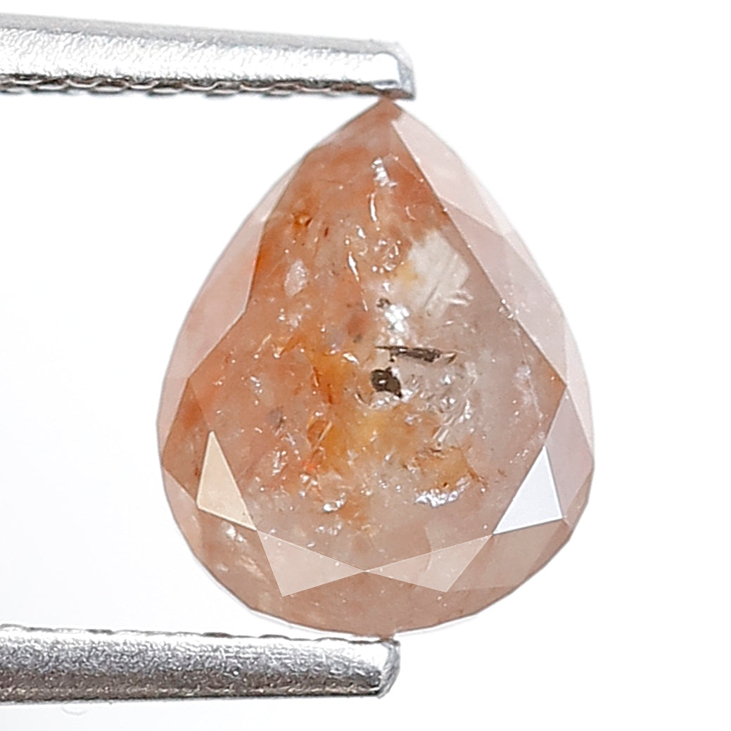 1.41 CT Peach Red Pear Shape Loose Diamond, 7.50 x 6.00 mm Rustic Ethical Diamond For Making Bridal Ring
