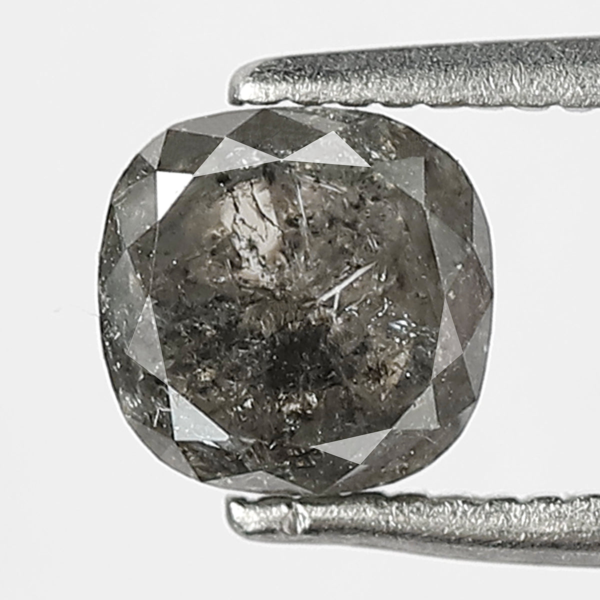 1.08 CT, 5.50 x 5.50 mm Cushion cut Salt and Pepper Diamond, Natural Gray Black Translucent Loose Diamond For Anniversary Ring