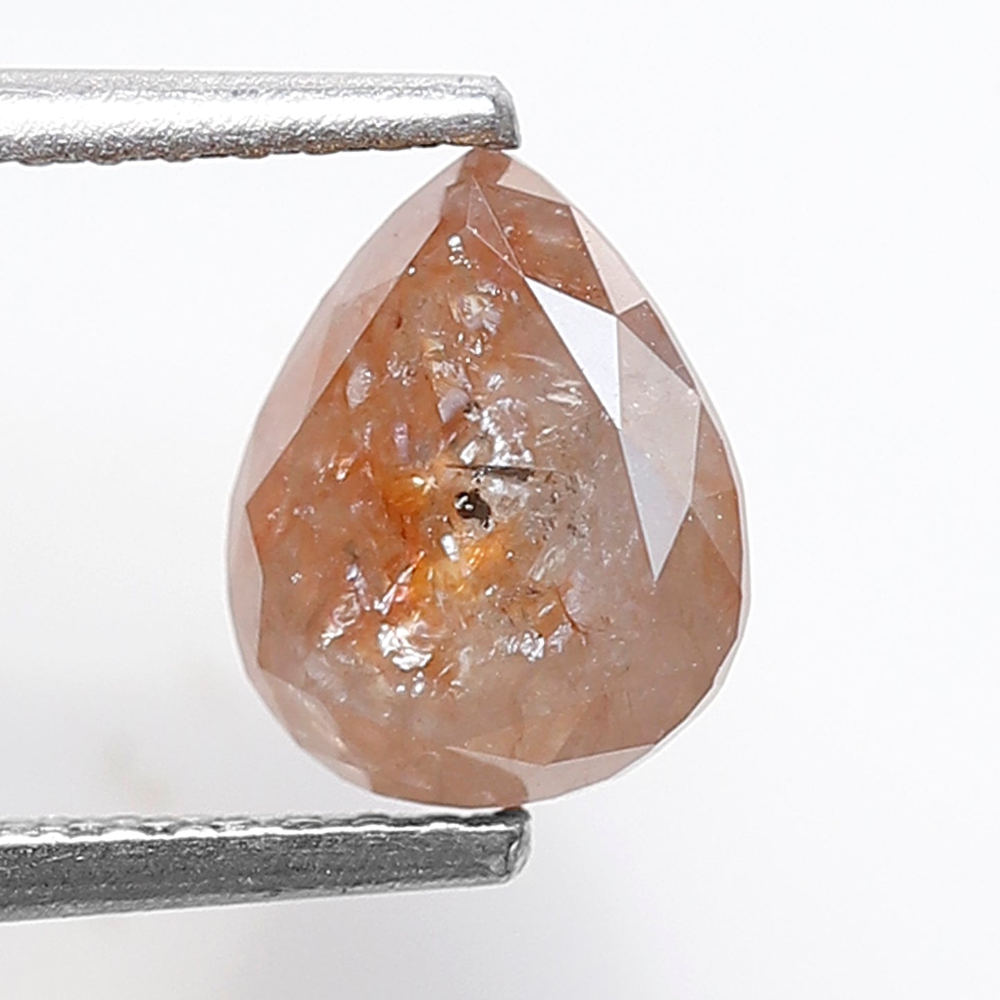 1.41 CT Peach Red Pear Shape Loose Diamond, 7.50 x 6.00 mm Rustic Ethical Diamond For Making Bridal Ring