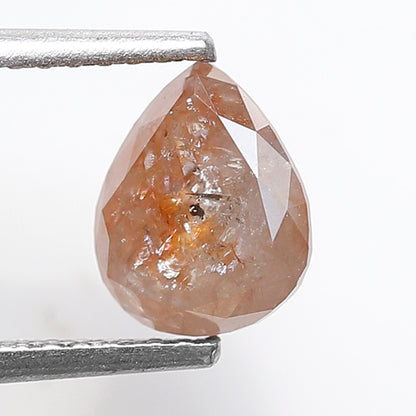 1.41 CT Peach Red Pear Shape Loose Diamond, 7.50 x 6.00 mm Rustic Ethical Diamond For Making Bridal Ring