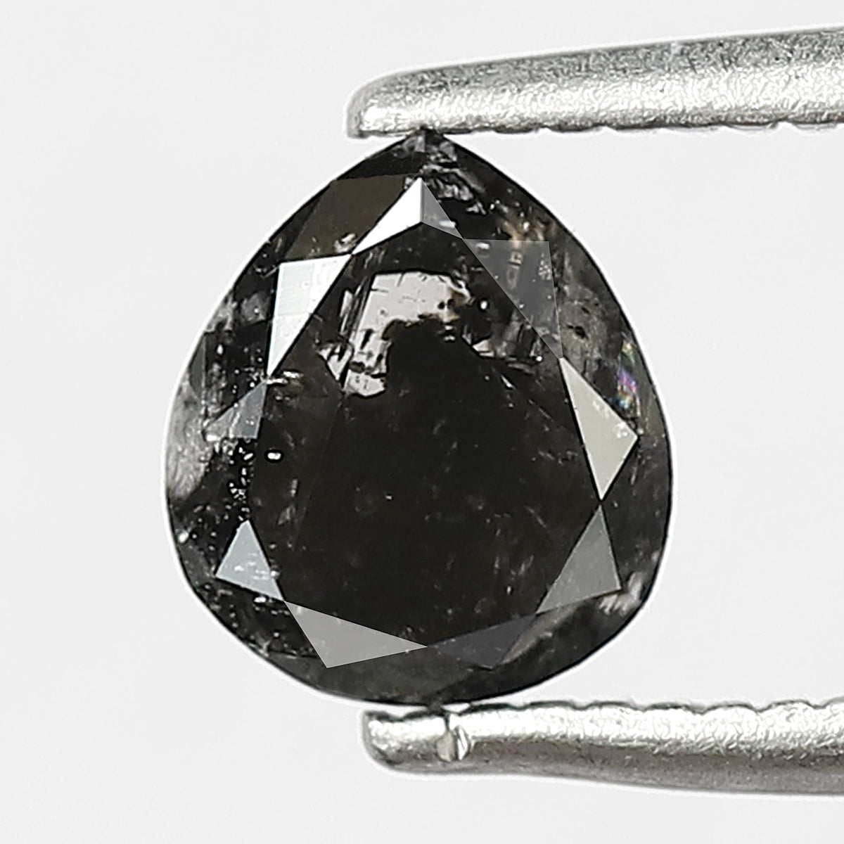 0.87 CT Pear Shape Conflict Free Loose Diamond, 6.00 mm Natural Blackish Gray Salt and Pepper Diamond For Wedding jewelry