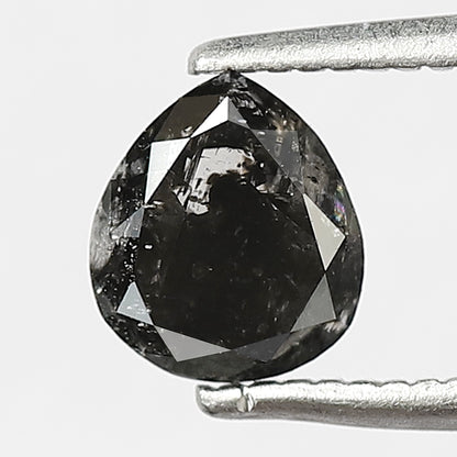0.87 CT Pear Shape Conflict Free Loose Diamond, 6.00 mm Natural Blackish Gray Salt and Pepper Diamond For Wedding jewelry