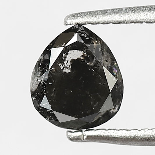 0.87 CT Pear Shape Conflict Free Loose Diamond, 6.00 mm Natural Blackish Gray Salt and Pepper Diamond For Wedding jewelry