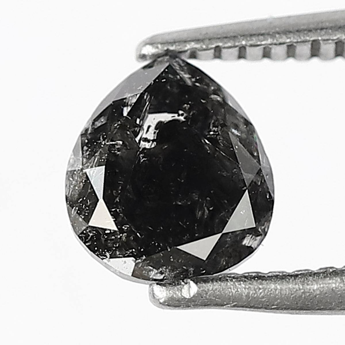 0.87 CT Pear Shape Conflict Free Loose Diamond, 6.00 mm Natural Blackish Gray Salt and Pepper Diamond For Wedding jewelry