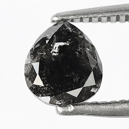 0.87 CT Pear Shape Conflict Free Loose Diamond, 6.00 mm Natural Blackish Gray Salt and Pepper Diamond For Wedding jewelry