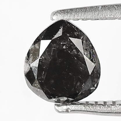 0.87 CT Pear Shape Conflict Free Loose Diamond, 6.00 mm Natural Blackish Gray Salt and Pepper Diamond For Wedding jewelry
