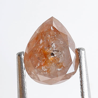 1.41 CT Peach Red Pear Shape Loose Diamond, 7.50 x 6.00 mm Rustic Ethical Diamond For Making Bridal Ring
