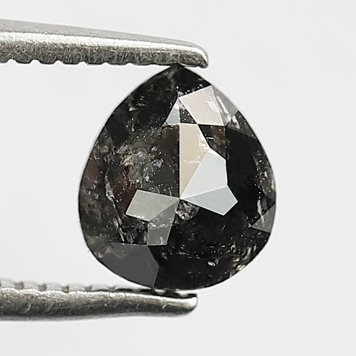 0.87 CT Pear Shape Conflict Free Loose Diamond, 6.00 mm Natural Blackish Gray Salt and Pepper Diamond For Wedding jewelry