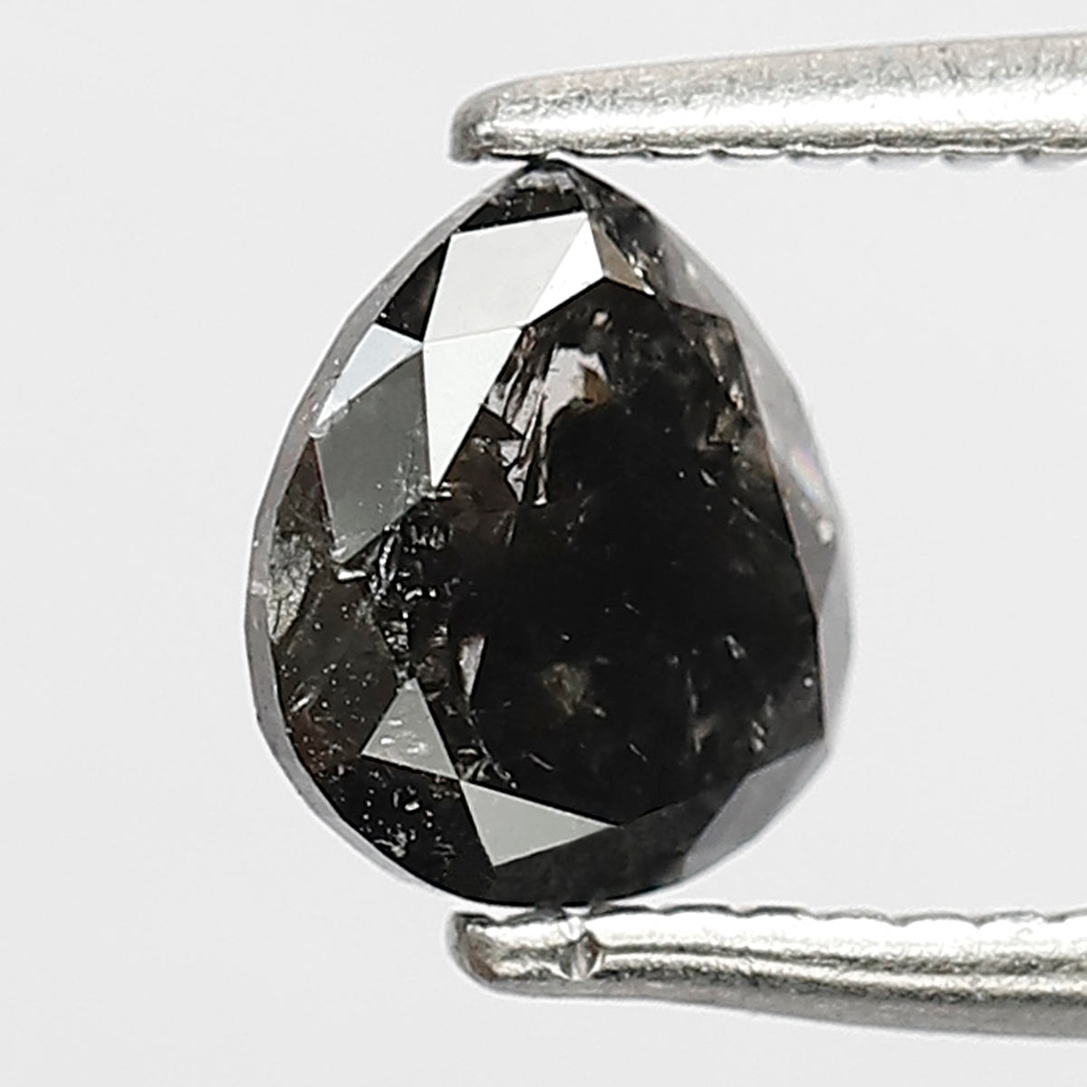 0.87 CT Pear Shape Conflict Free Loose Diamond, 6.00 mm Natural Blackish Gray Salt and Pepper Diamond For Wedding jewelry