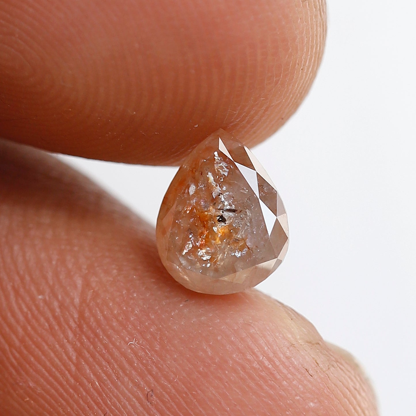 1.41 CT Peach Red Pear Shape Loose Diamond, 7.50 x 6.00 mm Rustic Ethical Diamond For Making Bridal Ring