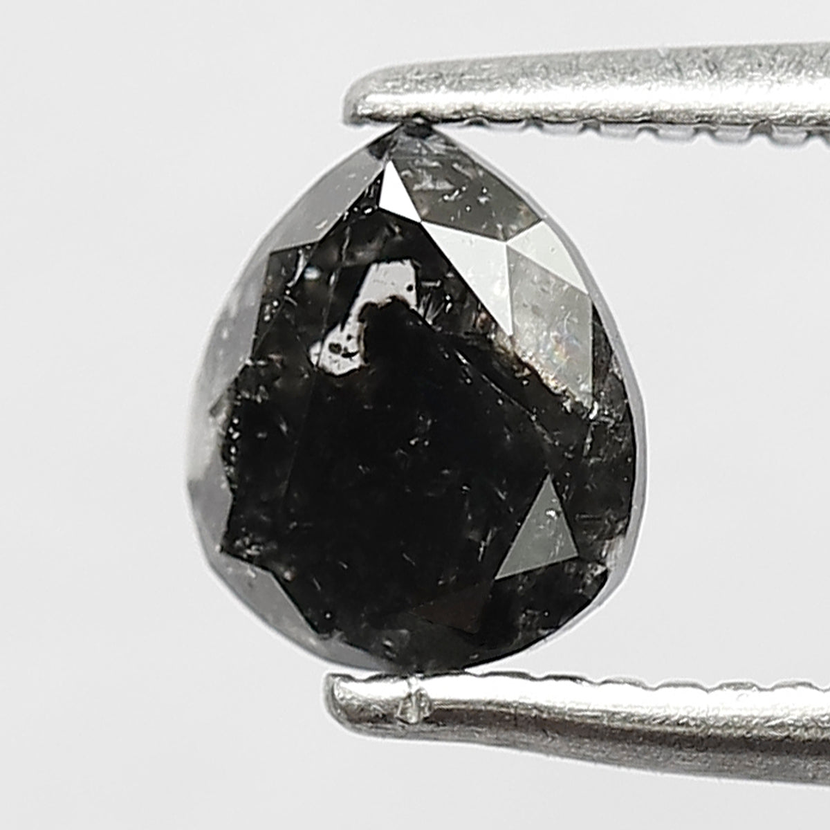 0.87 CT Pear Shape Conflict Free Loose Diamond, 6.00 mm Natural Blackish Gray Salt and Pepper Diamond For Wedding jewelry