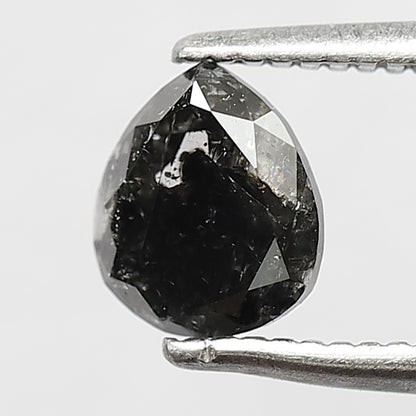 0.87 CT Pear Shape Conflict Free Loose Diamond, 6.00 mm Natural Blackish Gray Salt and Pepper Diamond For Wedding jewelry