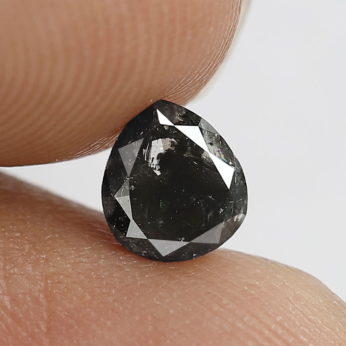 0.87 CT Pear Shape Conflict Free Loose Diamond, 6.00 mm Natural Blackish Gray Salt and Pepper Diamond For Wedding jewelry