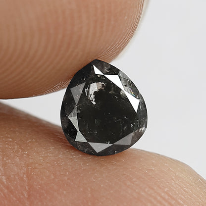 0.87 CT Pear Shape Conflict Free Loose Diamond, 6.00 mm Natural Blackish Gray Salt and Pepper Diamond For Wedding jewelry