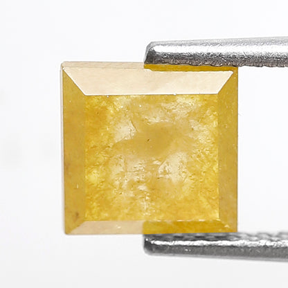 1.15 Ct Natural Yellow Square Diamond, Rustic Loose Earth Mined Diamond 6.70 x 6.70 mm Unique Ring Stone