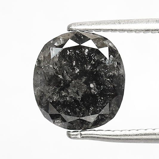2.18 CT Cushion Cut Salt and Pepper Diamond, 7.80 mm Natural Gray Black Ethical Loose Diamond for Engagement Ring