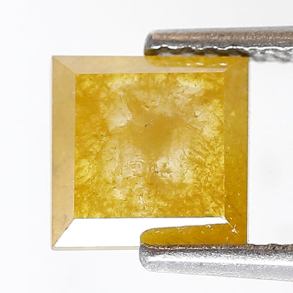 1.15 Ct Natural Yellow Square Diamond, Rustic Loose Earth Mined Diamond 6.70 x 6.70 mm Unique Ring Stone