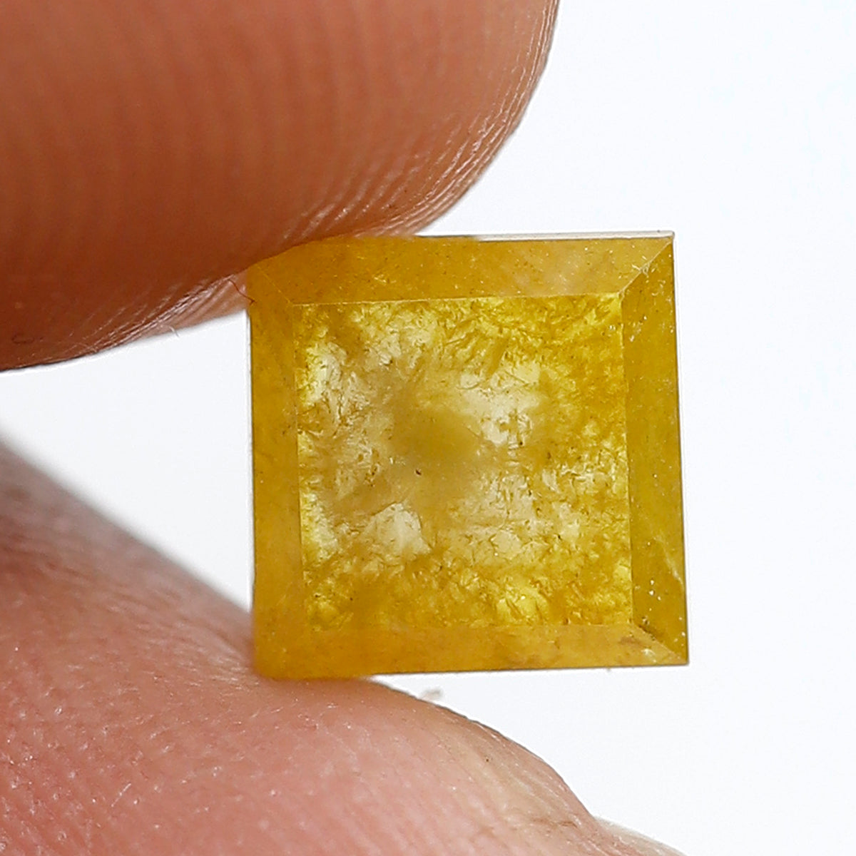 1.15 Ct Natural Yellow Square Diamond, Rustic Loose Earth Mined Diamond 6.70 x 6.70 mm Unique Ring Stone