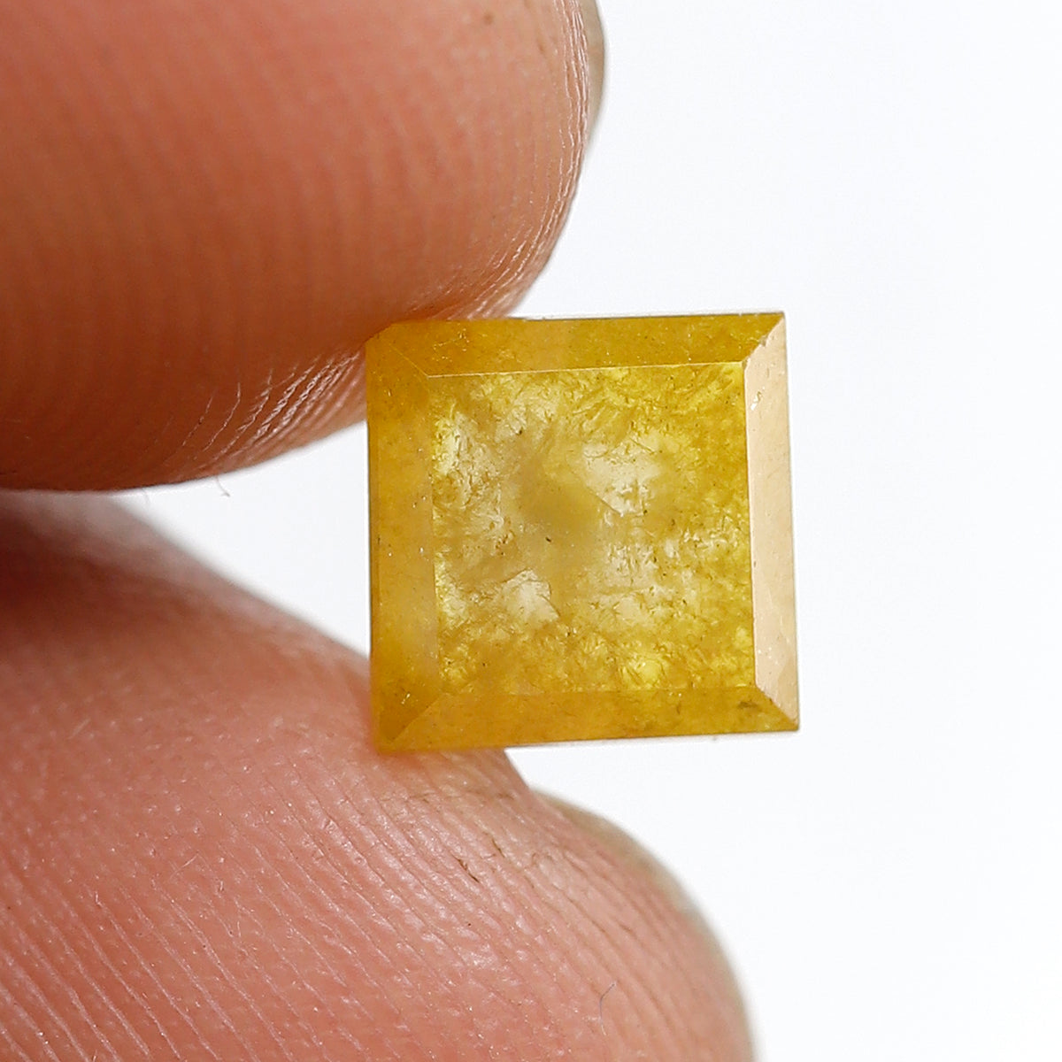 1.15 Ct Natural Yellow Square Diamond, Rustic Loose Earth Mined Diamond 6.70 x 6.70 mm Unique Ring Stone
